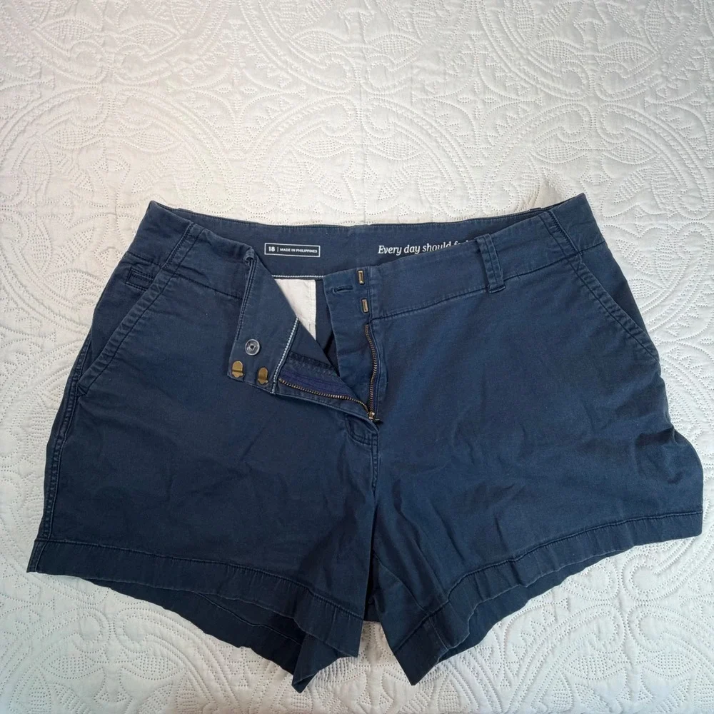 Vineyard Vines Womens Navy Blue Daybreak Chino Shorts Size 18 Stretch Cotton